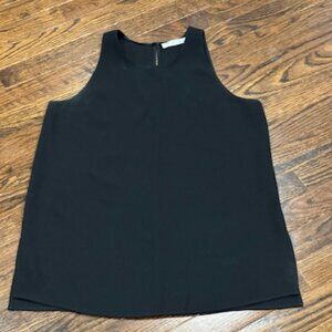 VINCE Bonded Crepe Blouse Tank Top Shell Sleeveless Side Slits Black XS